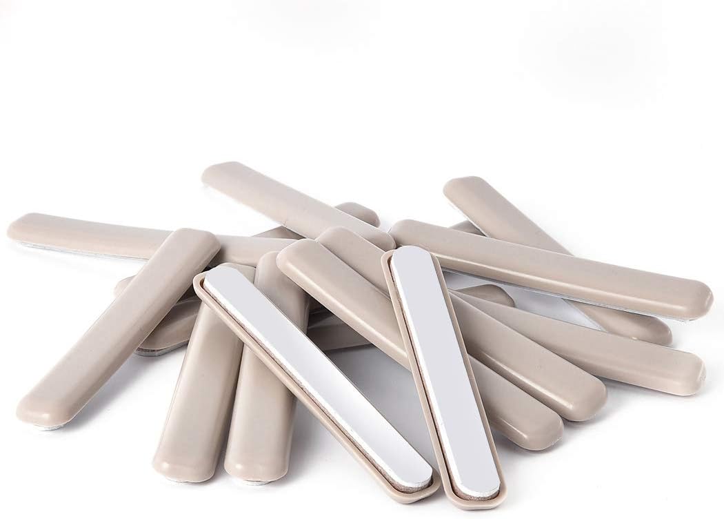 Ezprotekt 16 Pack Self-Stick Furniture Movers Sliders Strip for Carpet, 1/2 x 4 inch Rectangular Furniture Moving Pads, Self Adhesive Strip Sliders Gliders for Chair Table Desk Sofa Couch (Beige)