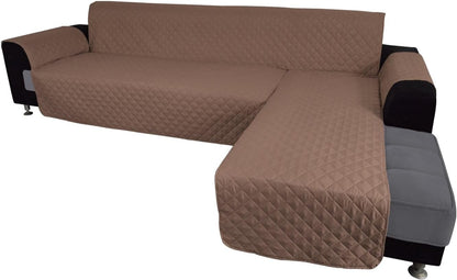 Easy-Going Sofa Slipcover L Shape Sofa Cover Sectional Couch Cover Chaise Slip Cover Furniture Protector Cover for Pets Kids Children Dog Cat (Large,Brown/Brown)