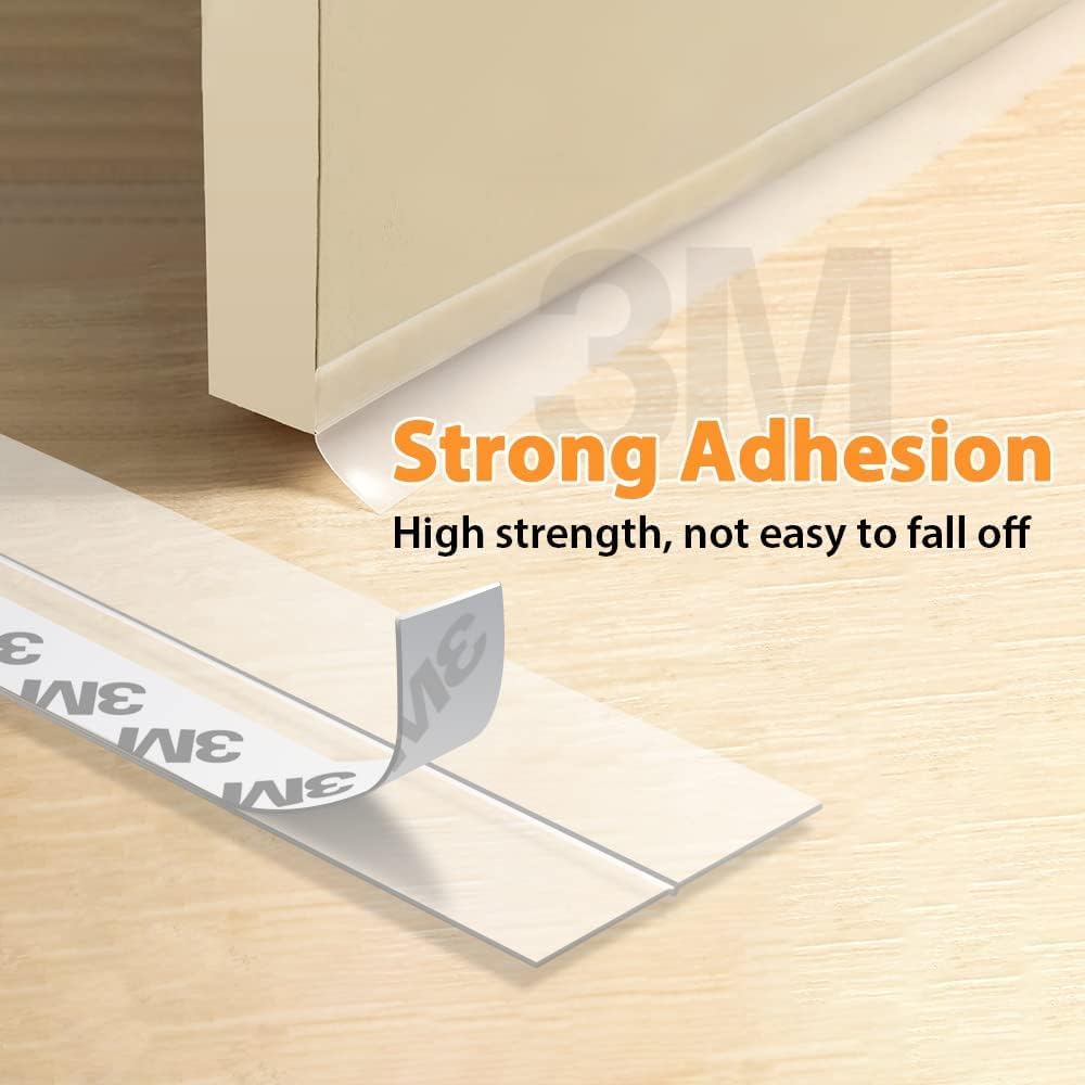 Door Weather Stripping Door Seal Strip Tape,Silicone Door Draft Stopper,Self Adhesive Shower Door Bottom Seal and Door Insulation Strip for Door Frame Windows and Glass Gaps 20 Ft (Transparent, 25mm)