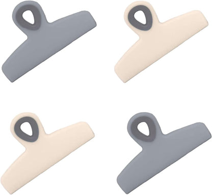 COOK WITH COLOR Bag Clips - Heavy Duty Chip Clip and Refrigerator Magnet Clips for Food Storage with Air Tight Seal Grip, Pink and Grey, Pack of 4 Large Clips