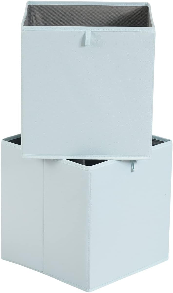 Amazon Basics Cube Organizer Bins, Collapsible Storage Baskets for Shelves, Jade Green, Pack of 6, 13x15x13"