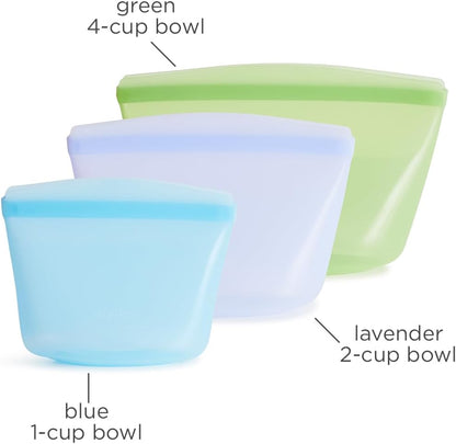 Stasher Premium Silicone Reusable Food Storage Bags, 3-Pack, Multi, Multi-Use Food Storage Bags, Lunch Bag, Travel Containers, BPA Free, Leak-free, Dishwasher-Safe, Eco-friendly