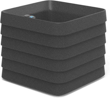 Crescent Garden TruDrop Self Watering Slat Square Box Planter - Indoor Outdoor Planter Box with Built-in Reservoir & Water Level Indicator, All Weather Flower Pot, 22''(Shadow)