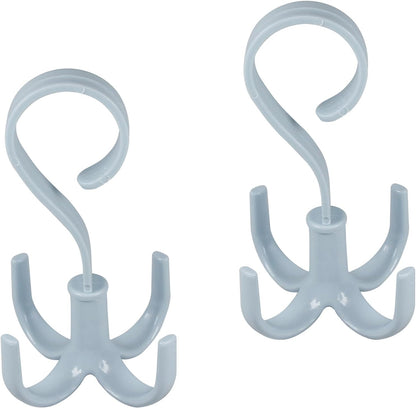 2Pcs Rotating Belt Hanger 360 Degrees Rotatable Organizer with 4 Hooks for Drying Towels Bras Clothes Gloves Plastic Laundry Sock Drying Hanger Blue