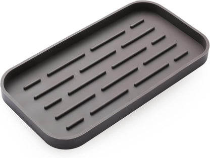 Silicone Kitchen Sink Organizer Tray for Multiple Usage,Eco-Friendly Sponges Holder for Kitchen Bathroom Counter or Sink,Dish Soap Dispenser,Scrubber,Bottle,Cup (Coffee, 10"×5.3")