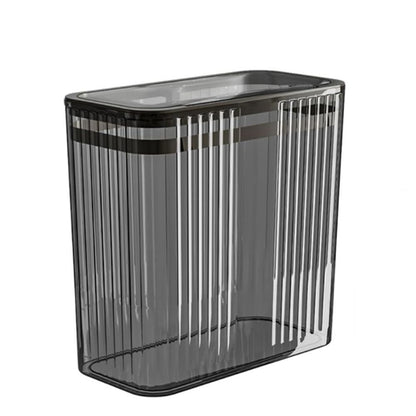 Transparent Trash Can, Bathroom Trash Cans with Lids, 3.5 Gallon Garbage Can for Bedroom, Office, Plastic Slim Waste Basket with Press Top Lid, 15L Clear Trash Bin for Home, Kitchen (Gray)