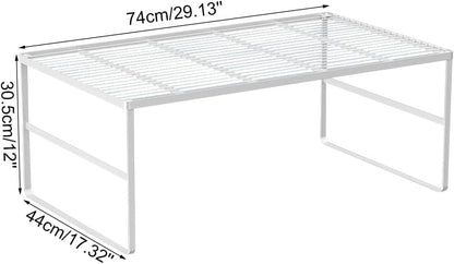 Kitchen Cabinet Storage Shelf Stackable Wire Spice Rack Organizer Heavy Duty Space Saver for Bathroom Bedroom Closet Laundry Room Office Countertop - White, Pack 1
