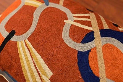 Lumbar Kandinsky Modern Pillow Cover Intuitive Mid Century Chair Cushions Rust Abstract Pillowcase Contemporary Couch Pillowsham Hand Embroidered Cushion Wool Size 14x20