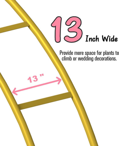 Queension Metal Arch Backdrop Stand 8Ft Wide 7Ft High, Wedding Arch Frame for Wedding Decorations, Balloon Arch Stand with Base for Ceremony, Outdoor Garden Arch Trellis for Climbing Plants, Gold