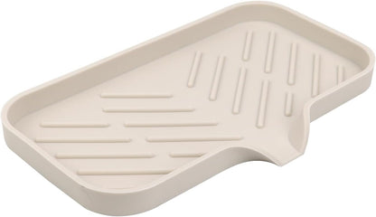 YASMEN Silicone Bathroom Soap Dishes, Sink Sponge Holder for Kitchen, Rubber Soap Dish with Drain, Shower Soap Sponge Tray, Sink or Counter Organizer, for Bar Soap, Bottle, Dish Soap Dispenser-Tapioca