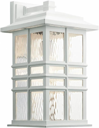 Kichler Beacon Square 17.5" 1 Light Outdoor Wall Light with Clear Hammered Glass in White