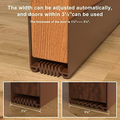 Door Draft Stopper, 39” Length Cuttable Weather Stripping Door Seal, Strong Adhesive Door Sweep for Exterior and Interior Doors (2, Brown)