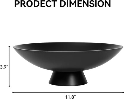 Decorative fruit bowl for Home Decor Large Modern Handicraft Key Bowl for Entryway Table Stylish Centerpiece Purse Bowl Pedestal bowl for Kitchen Counter Coffee Table(Artificial Stone Black)