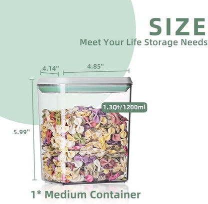Ankou Pop Airtight Food Storage Containers with Lids- 3 Pcs Stackable One Button Opening Food Containers, Kitchen Pantry Storage Containers for Snacks Candy Salt Herbs Spices BPA-Free (1.2 QT * 3)