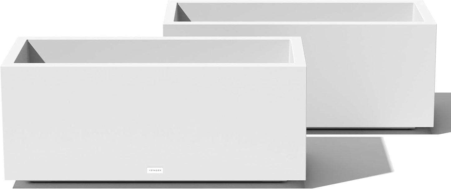 Veradek Block Series Long Box Planter - Large Rectangular Planter for Indoor or Outdoor Patio/Porch | Durable All-Weather Use with Drainage Holes | Modern Décor for Tall Plants, Flowers or Shrubs