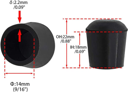 Flyshop 4 Pieces 14mm Rubber Chair Leg Caps Round, Non-Slip Protective Caps for Chair Legs, Floor Protectors, Noise Reduction, Durable Foot Covers, Black Furniture Feet Gliders