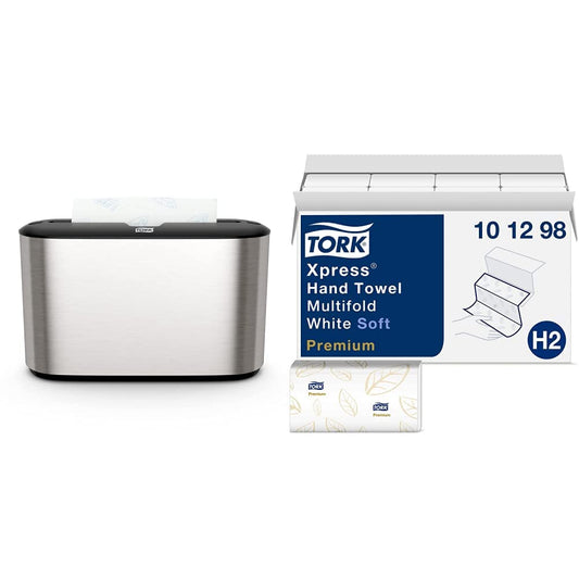 Tork Xpress Paper Towel Dispenser and Tork Extra Soft Multifold Hand Towels (16 Packs)