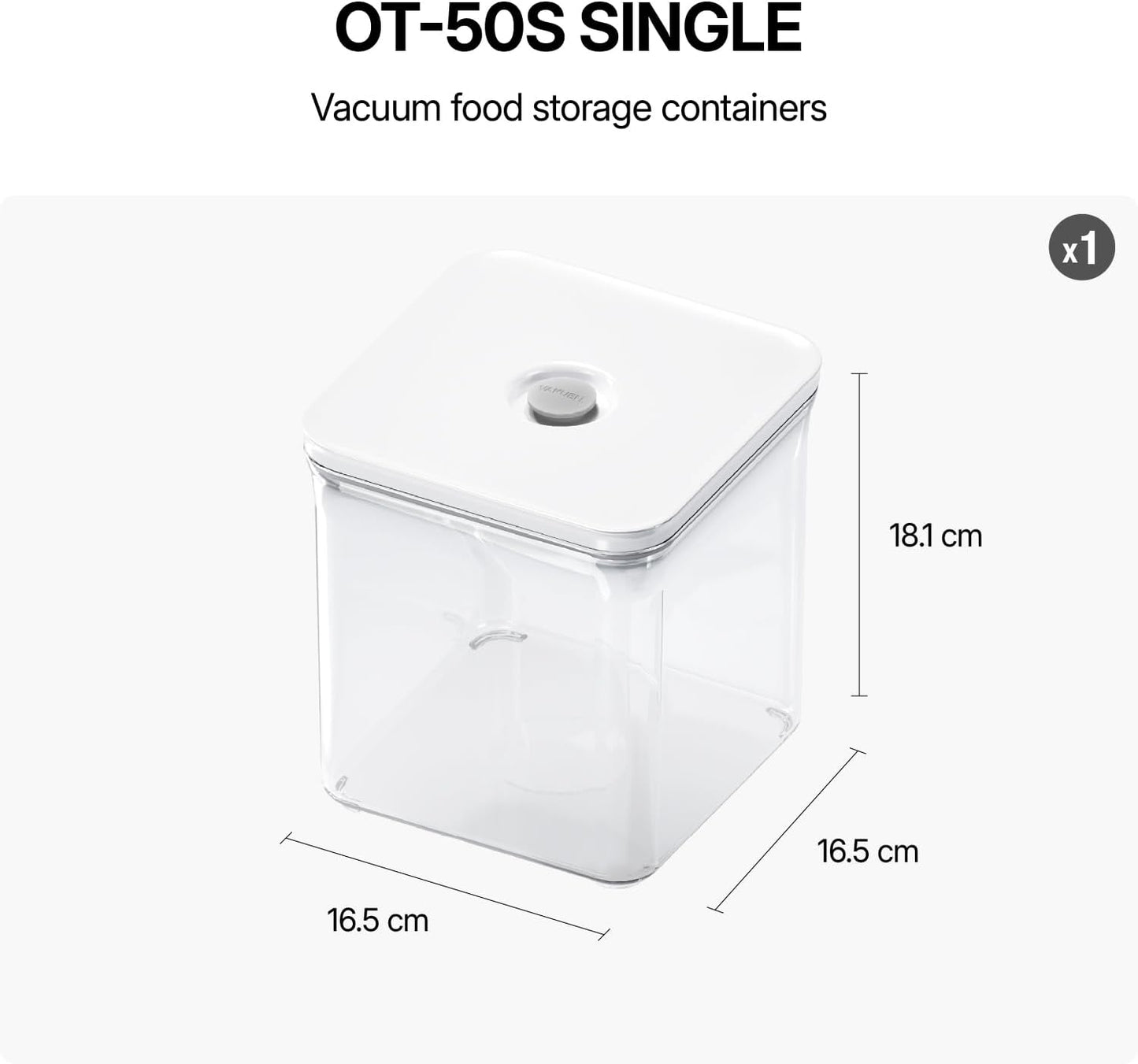 VAKUEN Premium Airtight Food Storage Containers, 3.28qt 1 Piece, Smart One-Click Seal Lid, No Hinges, Patented Double Silicone Lining, 100% Leak Proof, BPA-FREE, Dishwasher, Microwave Safe