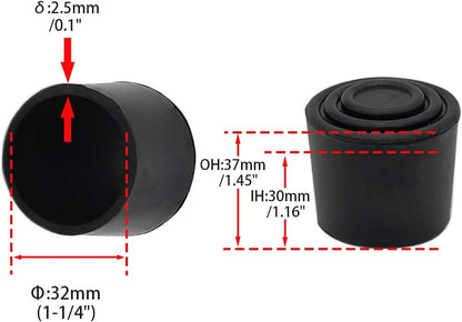 Flyshop Furniture Table Covers Non-Slip Durable Rubber Leg Tips Chair Leg Caps Floor Protector Round Black 4PCS Size 32mm, 1-1/4"