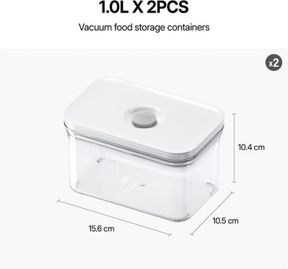 VAKUEN Premium Airtight Food Storage Containers, Rectangular 2PC(1.06qt), Smart One-Click Seal Lid, No Hinges, Patented Double Silicone Lining, 100% Leak Proof, BPA-FREE, Dishwasher, Microwave Safe