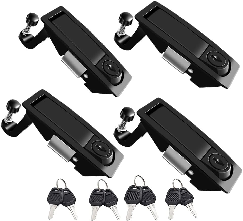 4Pcs Compression Latch Lock Trigger Latch Lock Compression Latches Flush Mount Zinc Alloy Adjustable Lever Hand Operated Black