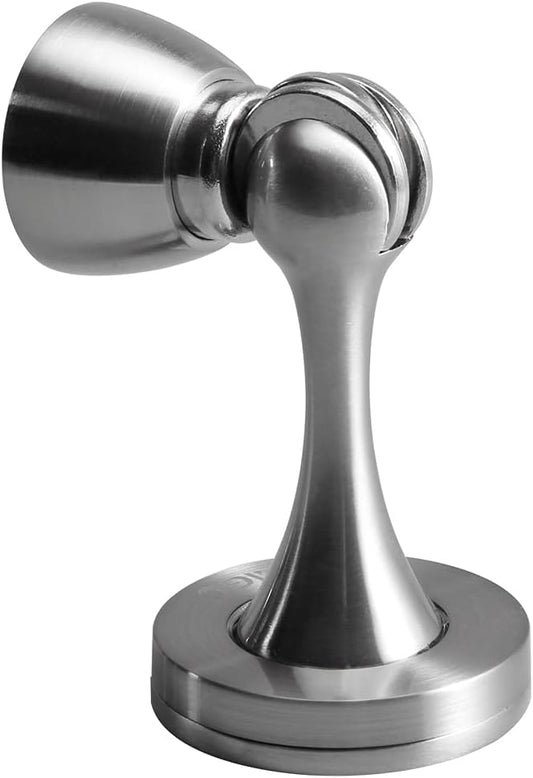 YAGU Silver Door Stopper 6 Pack Magnetic Door Stops Zinc Alloy Brushed Nickel Door Catch Door Holder Wall Floor Mounted Metal Soft-Catch
