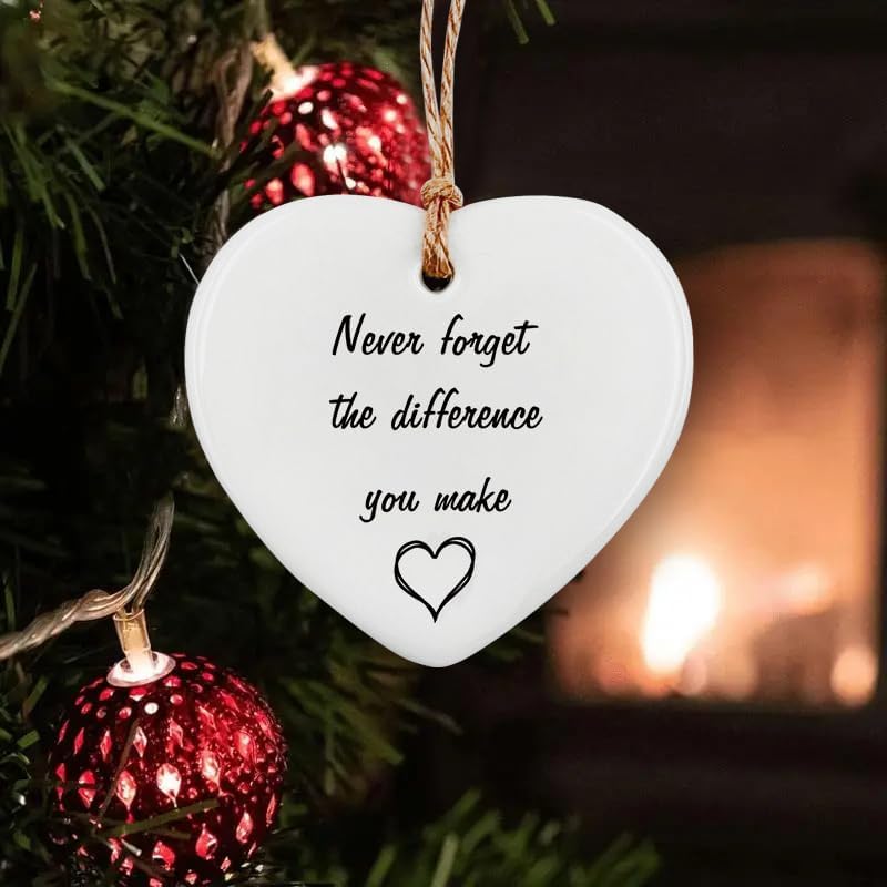 Thank You Gifts for Women Men - Never Forget The Difference You Make Ceramic Ornament Keepsake Appreciation, Retirement Gifts for Women Men, Farewell, Goodbye, Leaving Ideas for Coworker, Boss