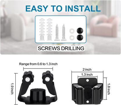 6PCS Broom and Mop Holder, Heavy Duty Garden Tool Organizer Rack Rake and Shovel Handle, Stainless Steel Mop Hanger. Wall Mounted Utility Rack with Screws, Silver.