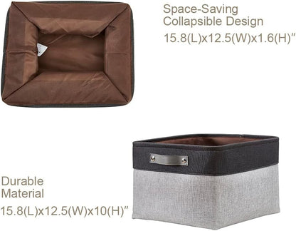 DECOMOMO Storage Baskets for Shelves - Fabric Closet Organizers and Storage Bins, Perfect Baskets for Organizing Closet Toys Nursery (Grey and Black, XL - 3 Pack)
