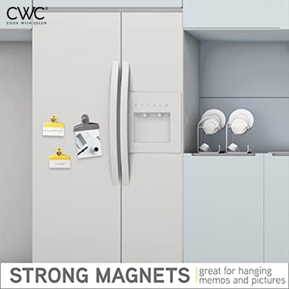 COOK WITH COLOR Bag Clips - Heavy Duty Chip Clip and Refrigerator Magnet Clips for Food Storage with Air Tight Seal Grip, Yellow and Grey, Pack of 8 Large Clips