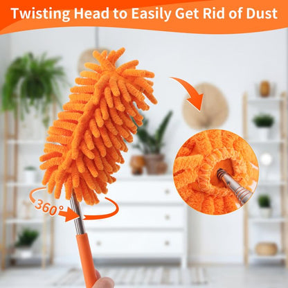Mini Duster for Cleaning, 360° Bendable Hand Dusters with Extension Pole, Washable Small Duster for Car Interior, Office, Furniture