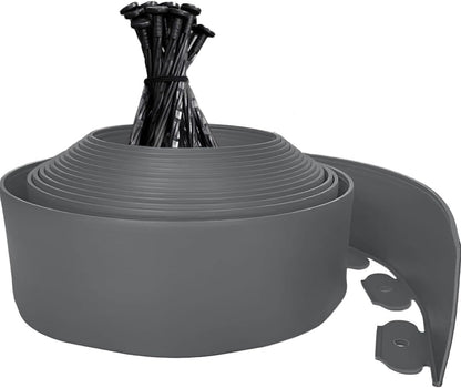 33FT Landscape Edging, 4in Tall Garden Edging Border with 30pcs Stakes Straight Top Edging for Yard Garden DIY Flower Beds Sidewalks Paver Edging, Grey