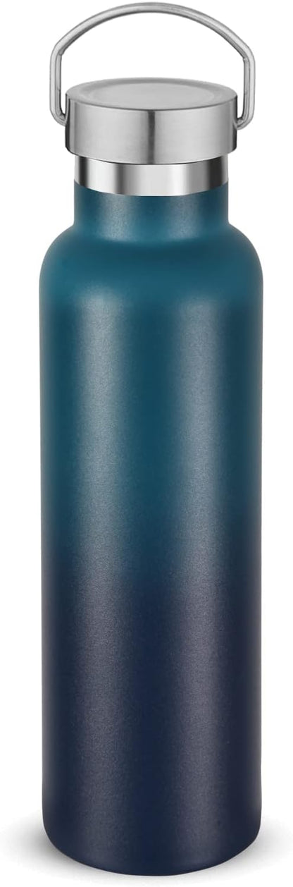 Neihepal Gradient Stainless Steel Water Bottles,20 Ounce Vacuum Insulated Double Wall Travel Bottle with Leak Proof Lid of Handle,Metal Reusable Standard Mouth Flask Thermoses for School,Hikers,Gift