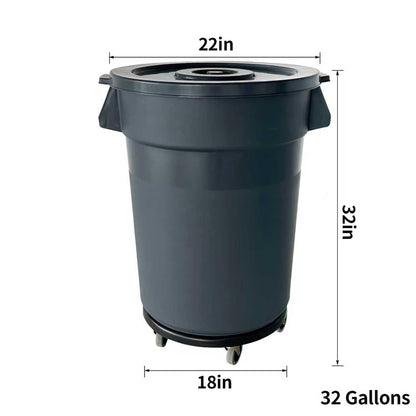 32 Gallon Outdoor Trash Can, Outdoor Trash Can with Lid and Removable Wheels, Rolling Garbage Can, Commercial Garbage Can Suitable for Restaurants, Backyards, and Garages. (1-Pack, 32 Gallon)