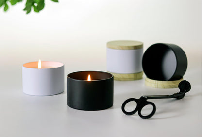 Aroparc Candle Tins 8oz with Lids, 24 Pack Seamless Candle Containers for Candle Making Supplies Empty Candle Jars - Wood Grain Lids White Tins