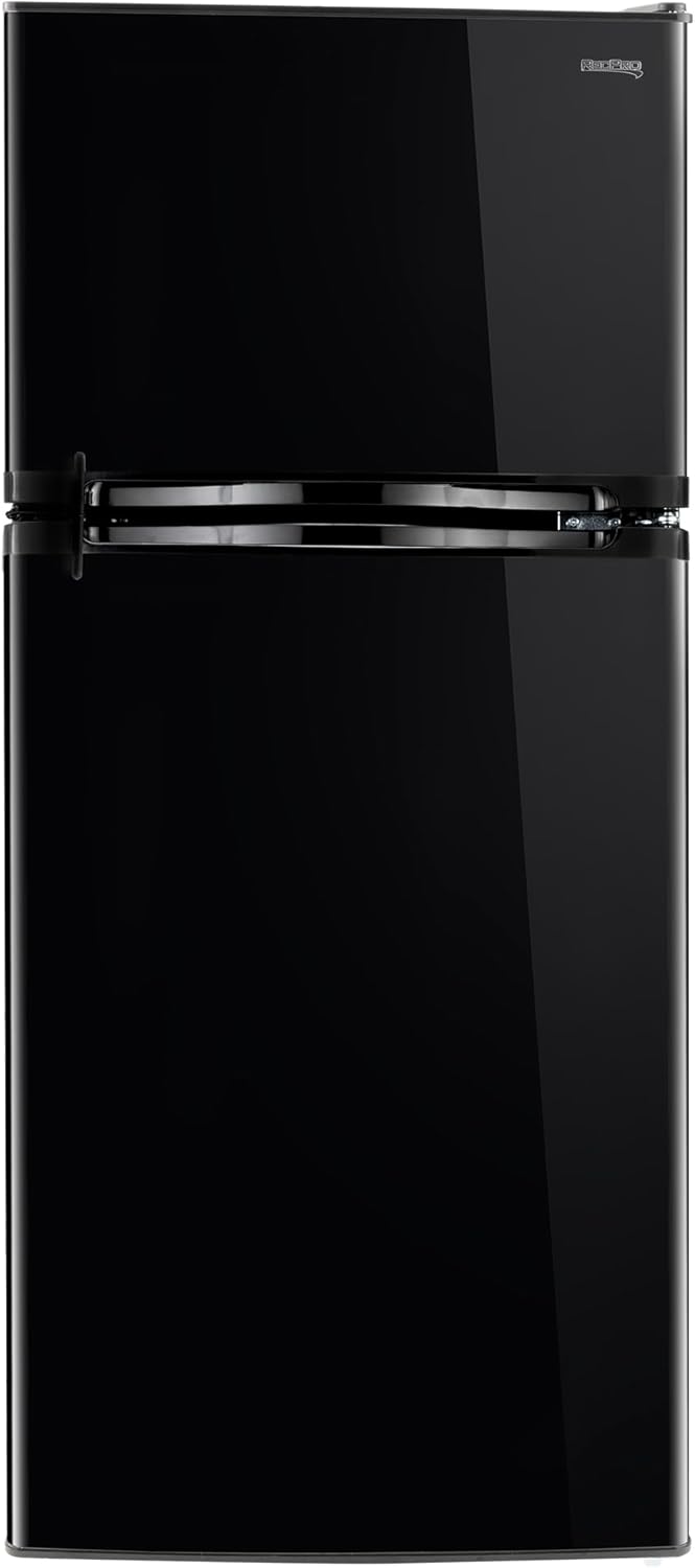 RecPro 10 Cu Ft 12V RV Refrigerator | Black Frost-Free Fridge with Freezer | Double Door, Adjustable Shelves, Reversible Door, Built-In Lock | 23.5”W x 26”D x 59”H | Off-Grid & Dry Camping Ready