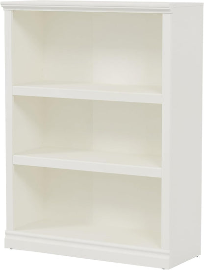 43 in Tall Bookcase, 3-Tier Bookshelf Open Storage, 33 inch Wide Floor Standing Indoor Furniture, Book Cases for Home School Library Office Bedroom Kids, White 3 Tiers