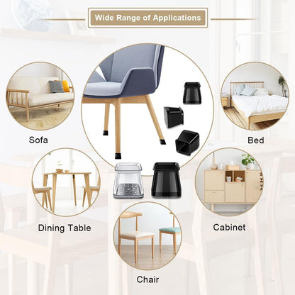 32 Pcs Square Chair Leg Protectors for Hardwood Floors,Felt Furniture Floor Protectors with Silicone Caps, Small Size (Fits Chair Legs with Side Length: 3/4" to 1")