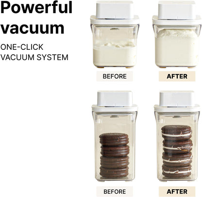 VAKUEN Premium Airtight Food Storage Containers & Vacuum Sealer Machine Starter Set, 4-piece Container with Sealer, 100% Leak Proof,Keep food fresh up to 5 times longer than non-vacuum strorage.
