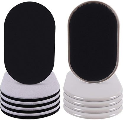 Ezprotekt 8 Pack Reusable Large Furniture Movers Sliders for Carpet and Hardwood Floors, 9-1/2" x 5-3/4" Oval Heavy Duty 4 Pcs Felt Sliders Hard Surfaces - 4 Pcs Plastic Furniture Pad Carpet (Beige)