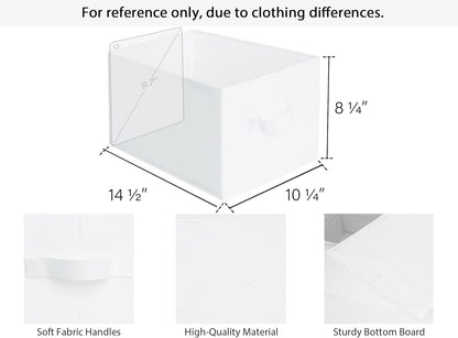StorageWorks Storage Baskets for Shelves, Foldable Fabric Closet Storage Bins with Handles, Fabric Storage Bins Clothes Organizer, White, 3-Pack, Large