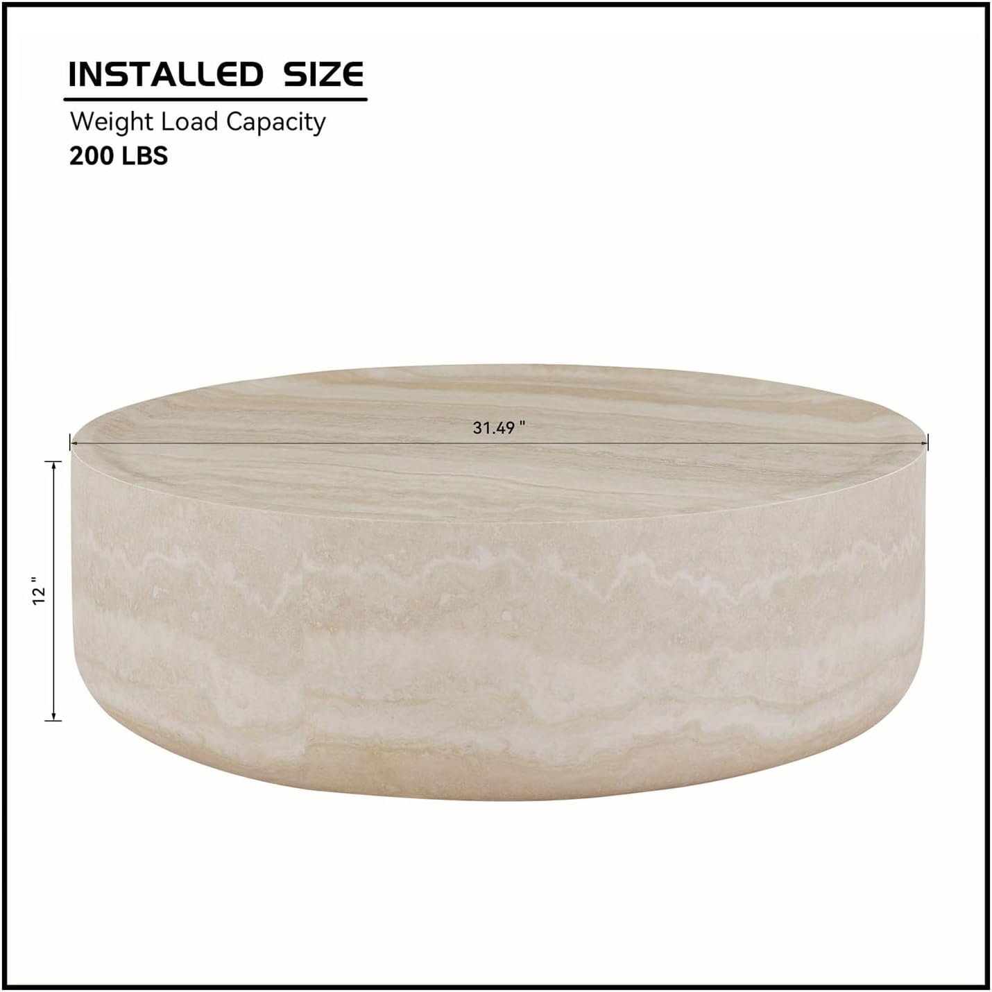 Faux Marble Coffee Table, Modern Round Coffee Table for Living Room, Circle Drum Coffee Side Tables, Fiberglass Center End Table for Small Place Apartment Office (31.49" Marble)