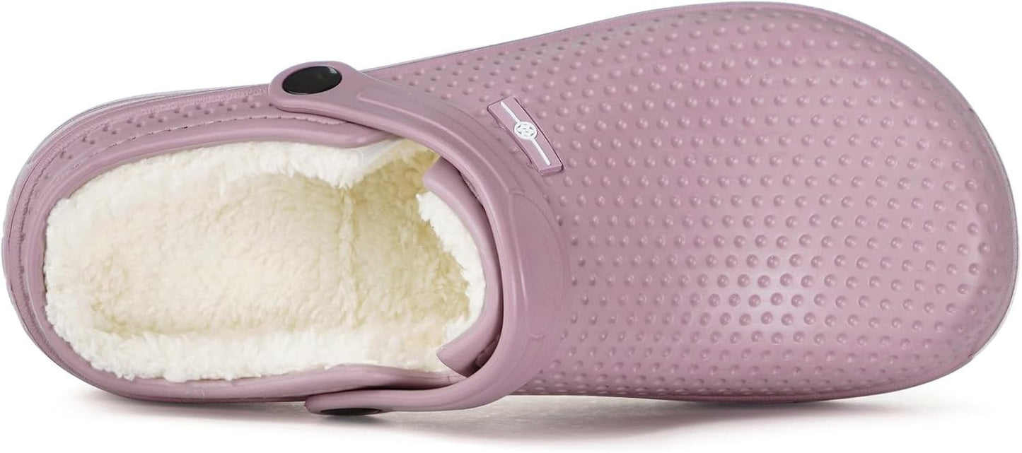 Womens Mens Fur Lined Clogs Waterproof Garden Shoes Winter Warm Fleece Lining Fuzzy House Home Slippers Indoor Outdoor Mules