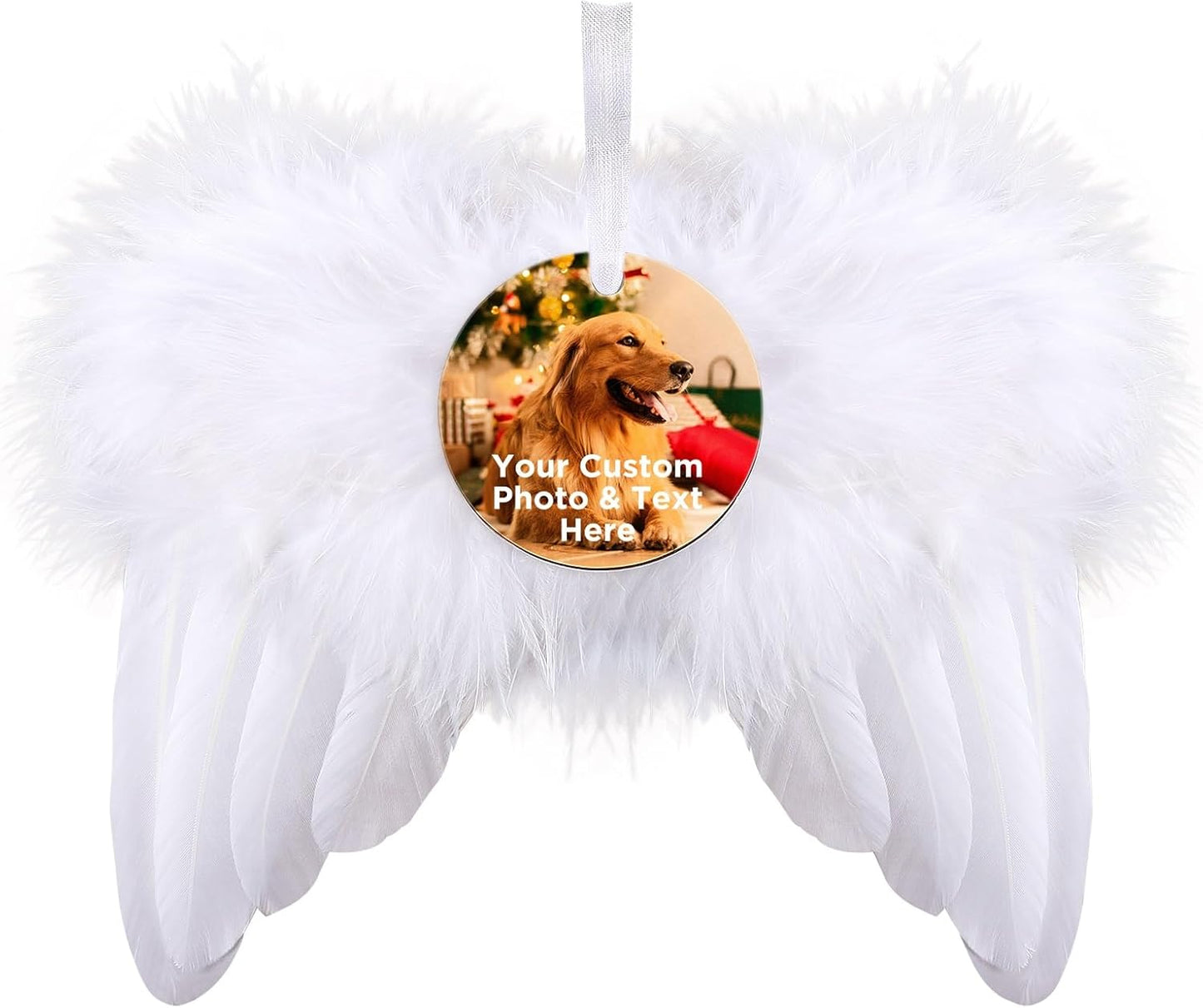 Personalized Christmas Ornaments 2024 Customized with Photo Text Ornament Keepsake Pet First Christmas Ornament Bulk Custom Wooden Xmas Tree Decorations, Wood Round Wing