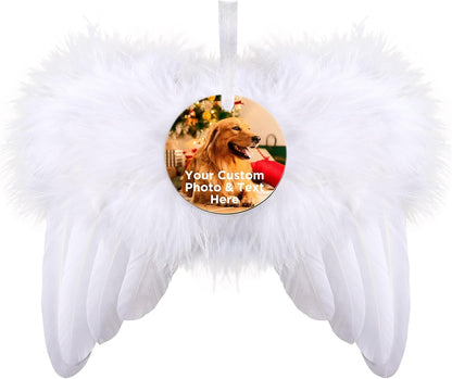 Personalized Christmas Ornaments 2024 Customized with Photo Text Ornament Keepsake Pet First Christmas Ornament Bulk Custom Wooden Xmas Tree Decorations, Wood Round Wing