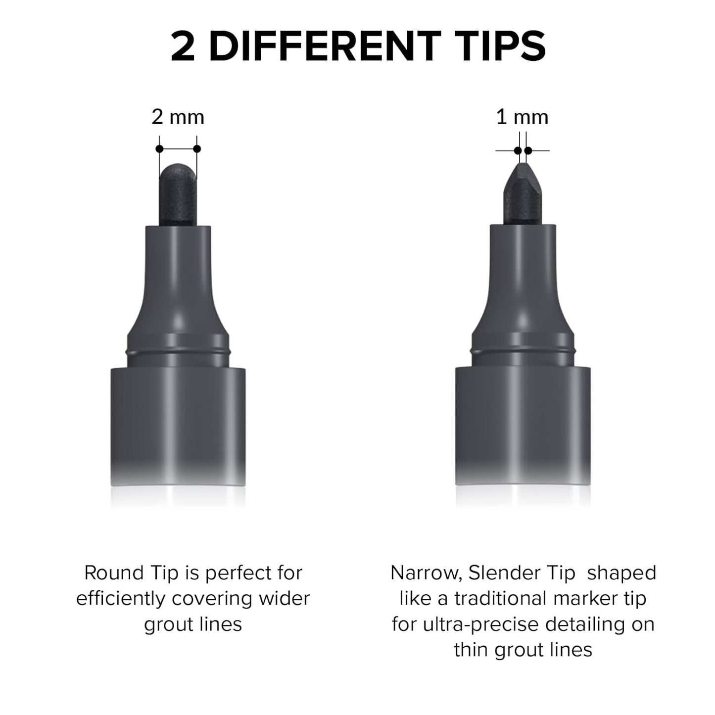 X-Protector Water Based Grout Marker - 2 PCS with 8 Tips, Dark Gray