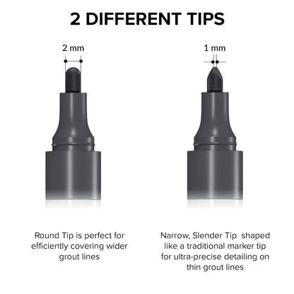 X-Protector Water Based Grout Marker - 2 PCS with 8 Tips, Dark Gray
