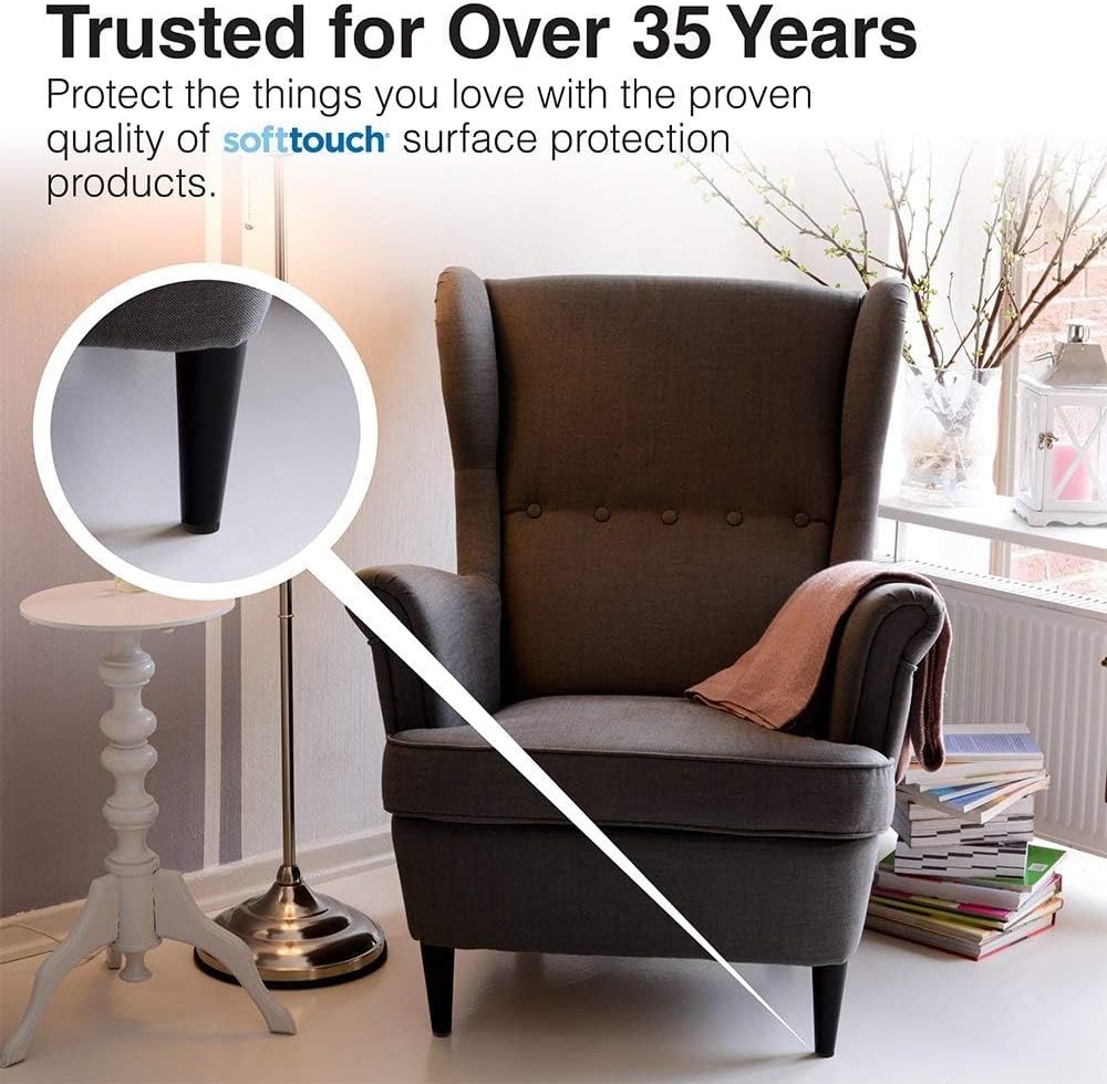 SOFTTOUCH 4799095N Heavy Duty 1 Inch Felt Furniture Pads to Protect Hardwood Floors from Scratches, Black, 48 Count