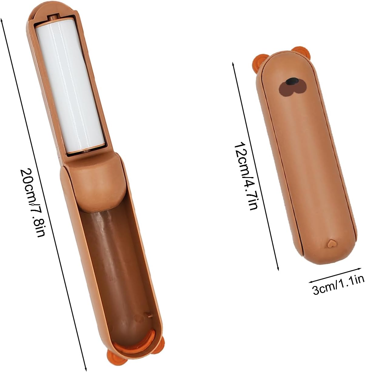 Travel Lint Roller Mini, Cute Bear Resuable Lint Rollers for Pet Hair Extra Sticky, Washable Cat Dog Hair Remover for Cloth, Car, Furniture
