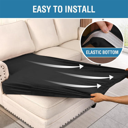 H.VERSAILTEX Velvet Stretch Individual Chaise Cover Sectional Couch Covers for L Shaped Sofa Both Left/Right Furniture Protector Seat Cushion Sofa Cover (1 Piece Chaise Cover, Black)